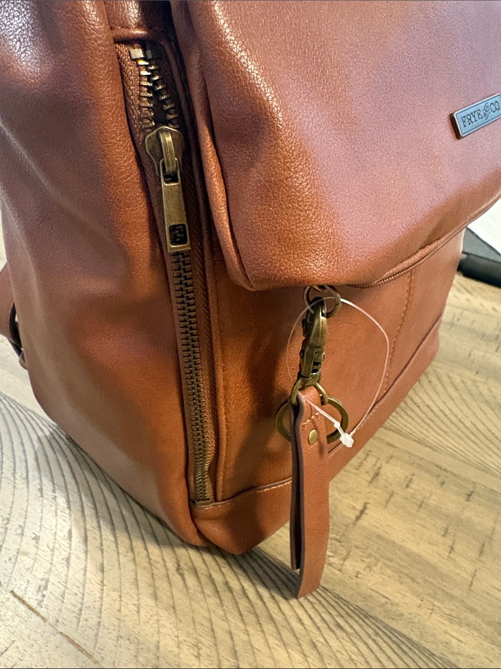643 Frye Leather Backpack in Warm Cognac Brown - Picture 3 of 8